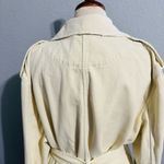 ZARA  Women Cream Lapel Collar Long Sleeves Denim Belted Cotton Topcoat Sz L Photo 7