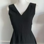 Vince  • Solid Black V Neck Fit Flare Pockets Mini Dress Photo 5