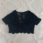 SheIn Black Lace V Neck Crop Top Photo 6