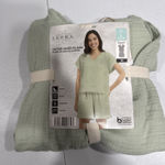 Serra Lounge Wear Green Cotton Gauze Pajama Set Shorts & Top Size L Sleepwear Pj Photo 0