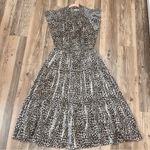 Moodie High Smocked Neck Leopard Print Dress size small midi Photo 4