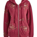 Driftwood Sundance  Embroidered Red Emma Zip Up 100% Cotton Hoodie Size Photo 0