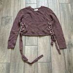 White Fawn  lace up side sweater Photo 0