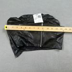 Forever 21 NWT  S Womens Black Faux Leather Bustier Top Knit Cropped Rose Detail Photo 2