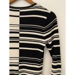 St. John  Collection Graphic Stripe 100% Wool Long Sleeve Maxi Dress Black Beige S Photo 11