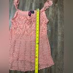 Say What? Say What? Y2K Pink Crochet Knit Tank Top Large Pearl Detail Stretch Croquette Photo 7