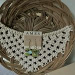 NWT Ames Green Blue Leaf Earrings Dangly White Neutral Bohemian Classic Chic Photo 2