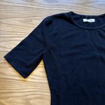 Madewell  Crewneck Short Sleeve Thong Bodysuit Black Size Medium Ribbed Photo 1