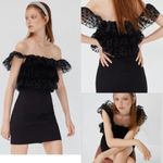ZARA NWT   Off The Shoulder Tulle Polka Dot  Mesh Dress Black Photo 1