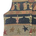 Vintage 90s Tapestry Vest Waistcoat Christmas Folksy Americana Angels Size Large Blue Photo 5