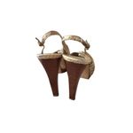 Stuart Weitzman Beige Metallic Leather Slingback Heels Size 8 Photo 3