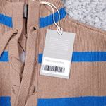 Everlane  Lace Up Smock Sweater Knit Chestnut Brown Blue Striped Size XXS Wool Photo 3