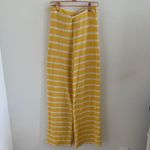 ZARA Yellow Striped Wide Leg Pants Elastic Pull On Small Photo 0