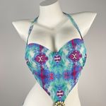 Elle NWT  1PC Swimsuit Multicolor Cubic Zirconia Floral Swimwear Size L Photo 2