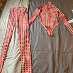 Jade Pink Tie Dye Mesh Cutout Bodysuit & Legging Set XS / Small Photo 5