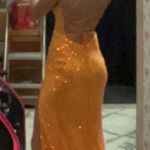 Glam Orange Sequin Prom Dress Photo 1