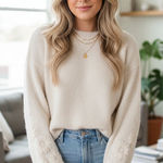 En Saison Alannah Relaxed Fit Pullover Sweater Ivory Cozy Winter Size Small NWT Photo 0