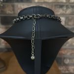 Vintage Smoky Glass Heart Pendant Large Brass with Rhinestone Bail Heavy Gray Photo 4