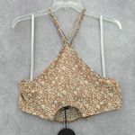 11. Burans Brown Floral Smock Halter Cropped Tie Top XL White Photo 0