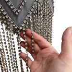 ASOS NEW NWT  Design Halter Crystal Embellished Fringe Dress In Silver Photo 7