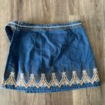 Free People  denim embroidered skirt Photo 3