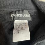 Sag Harbor ‎ Short Sleeve Black Knit Top Small Cotton Collared V Neck Photo 1