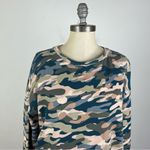 The Upside Sid Camo Print French Terry Crewneck Sweatshirt Green Size XS Photo 2