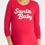 Isabel Maternity Santa Baby Holiday Graphic Long Sleeve Tee S Red Size undefined Photo 0