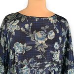 Vintage 90s Kaftan Maxi Dress Navy Blue Dark Floral Rose Houndstooth Satin OS Size undefined Photo 1