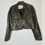 NANUSHKA Dark Olive Cropped Holleen Shirt Long Sleeves Jacket Size Large Green Photo 3
