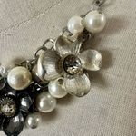 Silver tone faux pearl flower cluster necklace Photo 2