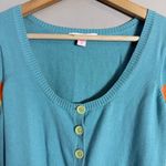 Betsey Johnson Vintage Short Sleeve Cardigan Sweater Womens Medium Blue 90s Rare Photo 3