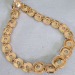 Statement Gold and Navy Blue Cushion Gem Collar Necklace and Earrings Set Photo 6