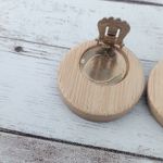 Vintage Clip On Earrings Wooden Tan Circle 1 & 1/8" Photo 8