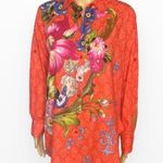 Label Ritu Kumar Art to Wear Orange Floral Print Top LRK Size 3 Red Size M Photo 2