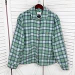 American Eagle Oversized Plaid Fleece Flannel Button Up Shacket Green Large Photo 6