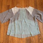 We The Free Free People  Sweater Womens Small Mint Open Knit Colorblock Raglan Photo 0