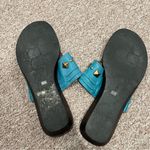 Franco Sarto  Blue and Brown Sandals with Gold Studs Photo 4