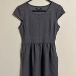 Madewell  Ponte Knit Gray Screenplay Cap Sleeve Pleated Dress Pockets Size Small Photo 0