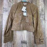 Abandon Size Medium Italian Shine Coated Leather In a Caramel Color w/Pockets Tan Photo 0