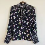 Tanya Taylor  Susan Silk Top With Neck Tie In Brushed Floral Size 8 Photo 2