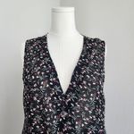 Vintage 90s Black Floral Sleeveless Vest Cardigan Top Grunge Cottage Blouse M Size XL Photo 3
