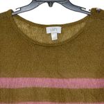 Loft Ann Taylor Women Medium Mohair Striped Pullover Sweater Long Sleeve Button Green Photo 1