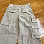 ZARA  high waisted beige baggy cargo pants jeans cotton wide legs Sz M Photo 9