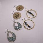 Lot Of 3 Costume Jewelry Dangle Drop Costume Earrings Pierced Mix Gold Tone Photo 2