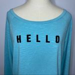PINK - Victoria's Secret PINK VICTORIA’S SECRET Blue Lightweight Shirt Sweatshirt Small Boat Scoop Neck Photo 1
