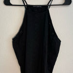 Brandy Melville Brandy‎ Melville High Neck Black Eyelet Cropped Tank Top Photo 0