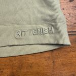 Kittenish Ribbed Cropped Tank Top Women's S Sage Green Sleeveless Knit flaw Photo 2