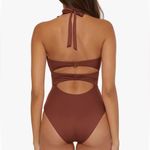 Soluna $148 Women's Standard Buckle Up One Piece Bandeau Swimsuit S Brown Photo 2