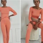 Anthropologie NWT Orange Ribbed Lettuce Trim Athletic Legging Medium Photo 1